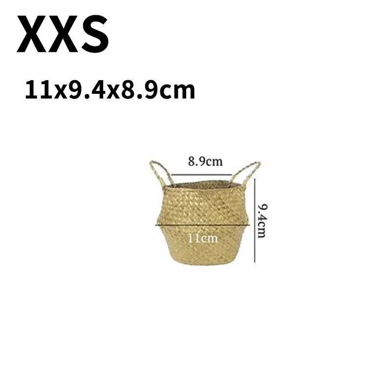 Seaweed Wicker Basket Rattan Hanging Flower Pot Dirty Clothes Basket Storage Basket Cesta Mimbre Basket Picnic Basket