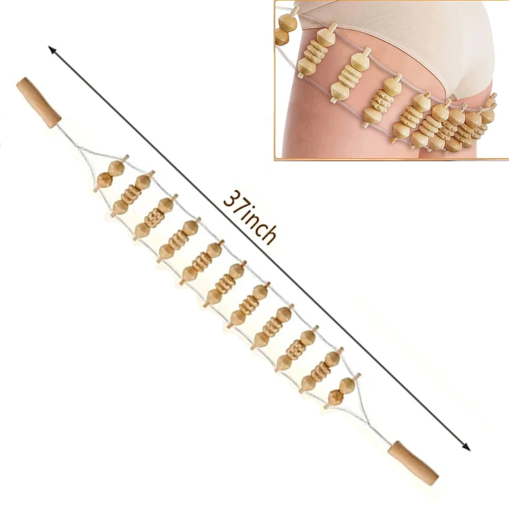 Wood Back Massage Roller Rope, Wood Therapy Cellulite Massage Tools, Self Massage Tools for Neck Leg Back Pain Relief Body Care