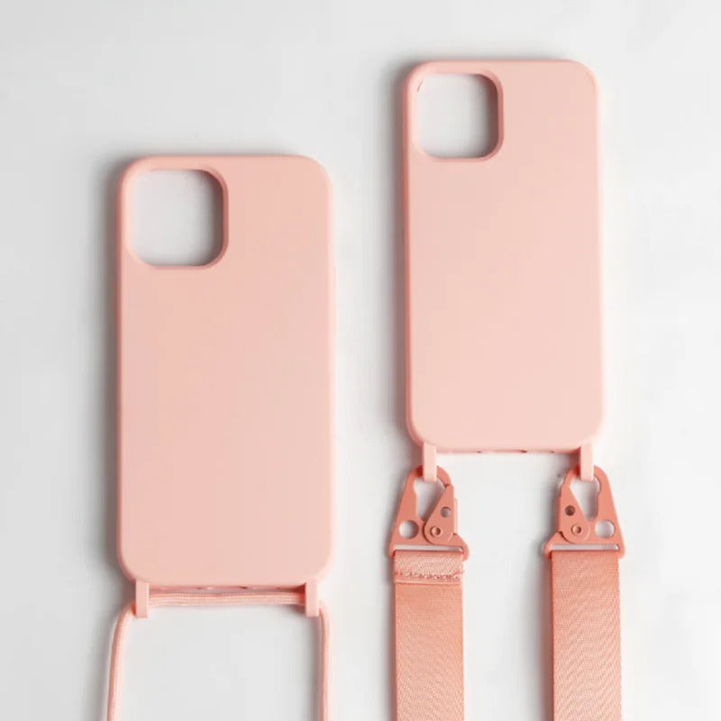 2025 Crossbody Strap Lanyard Silicone Phone Case For iPhone 16 15 14 13 12 Mini 11 Pro Max Plus Candy Color Soft TPU Back Cover