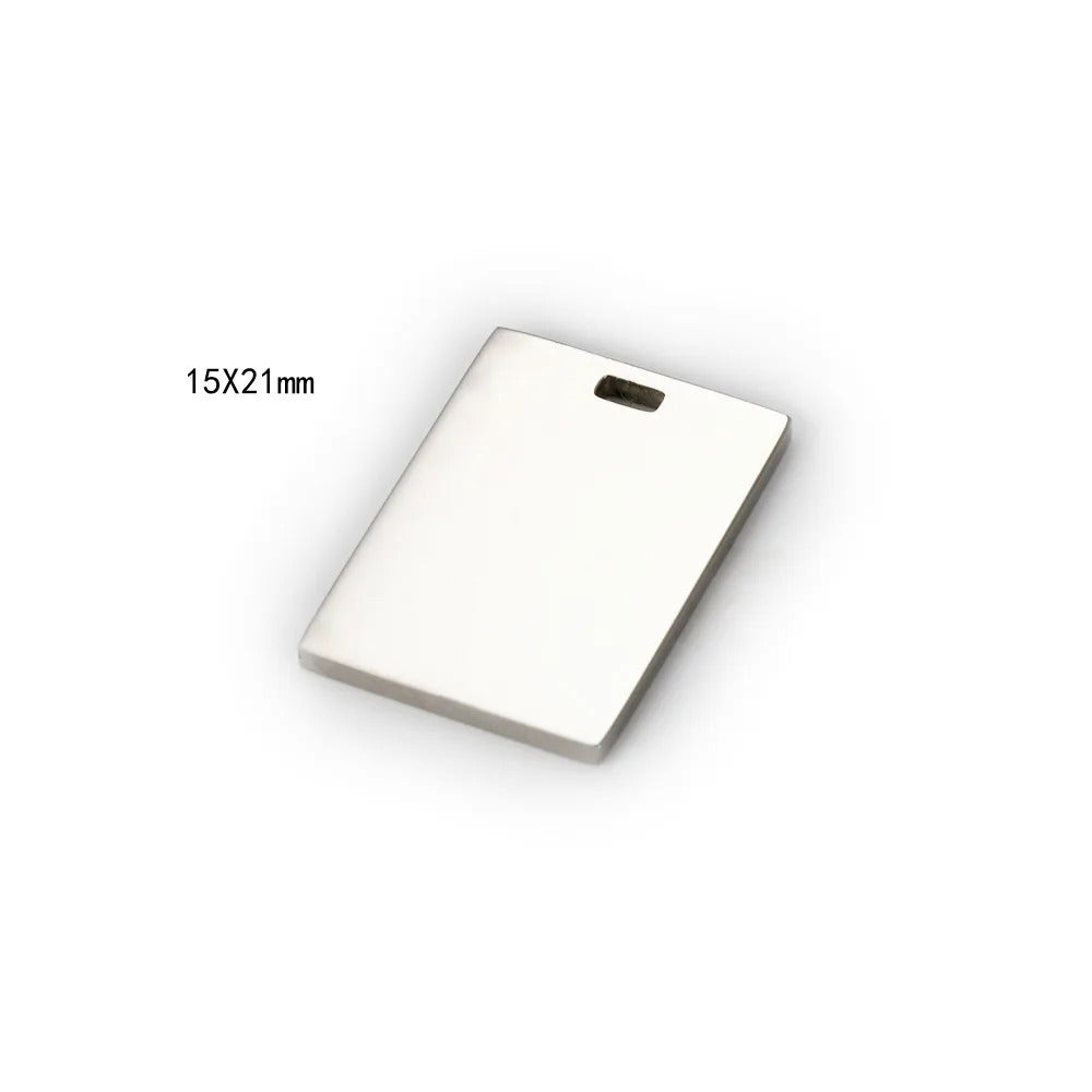 20pc stainless steel blank square charm rectangle pendant personalized customization DIY jewelry making