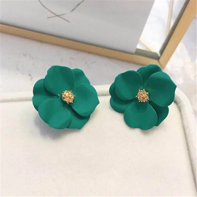 Korean New Double-layers Flower Drop Earrings for Ladies Exaggerated Women Floral Earrings Fashion Jewelry aretes de mujer