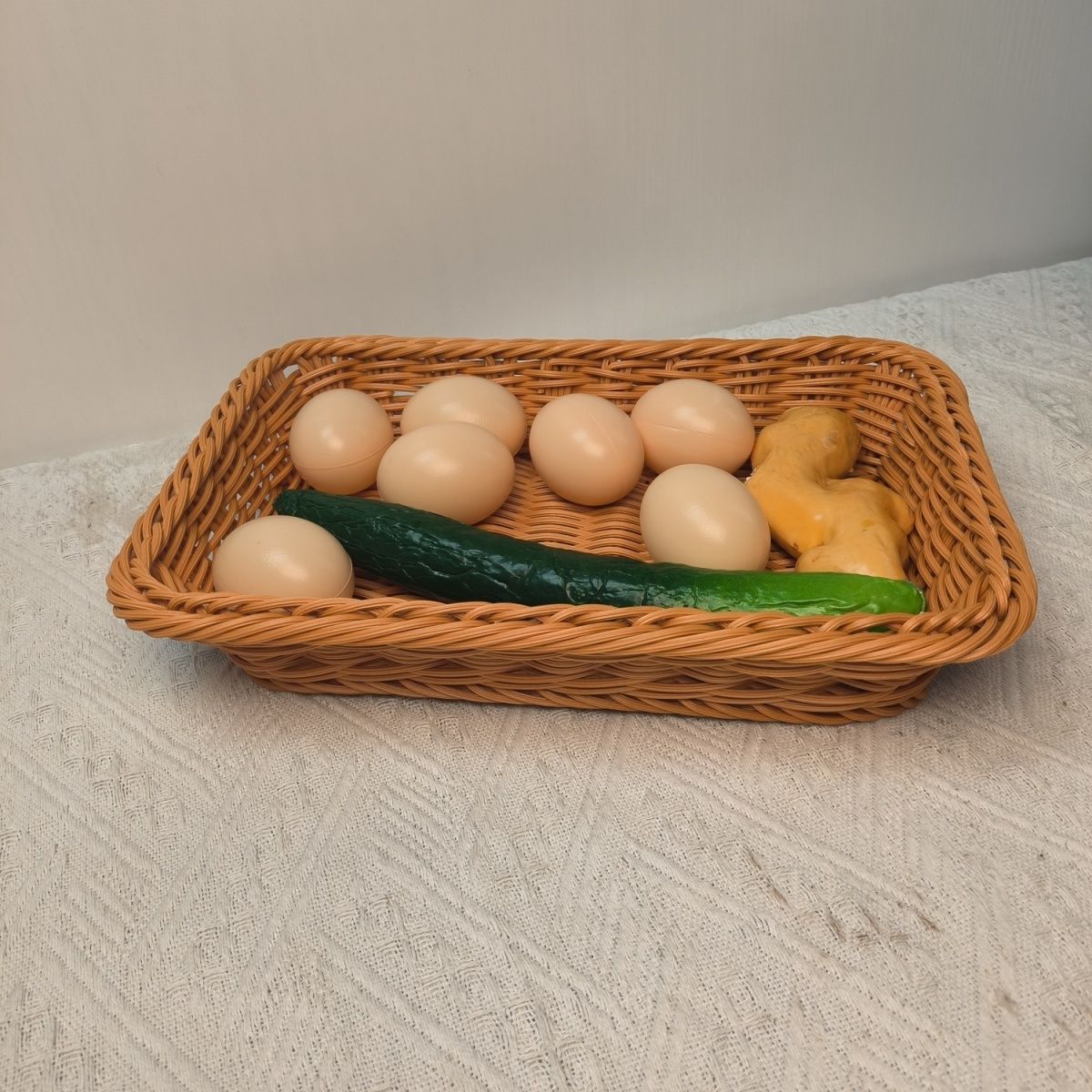 Egg Basket Steamed Bun Basket Rattan Storage with Lid Handmade Woven Living Room Fruit Round