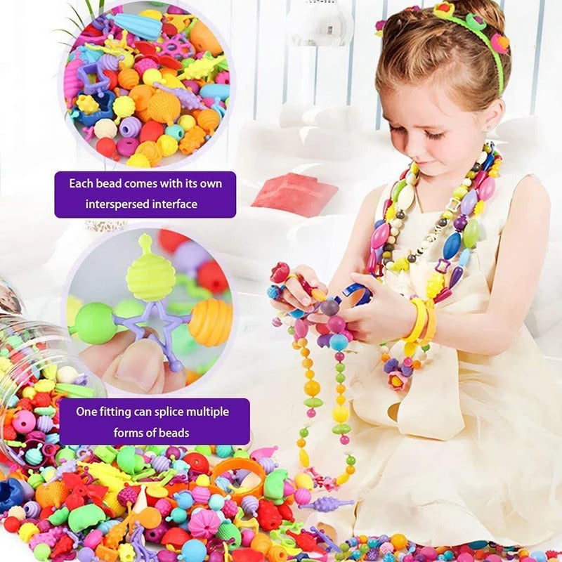 100pcs Pop Beads Children Girls Princess Jewelry Making Kit Creative Necklace Bracelet Rings DIY Ideal Christmas Birthday Gifts