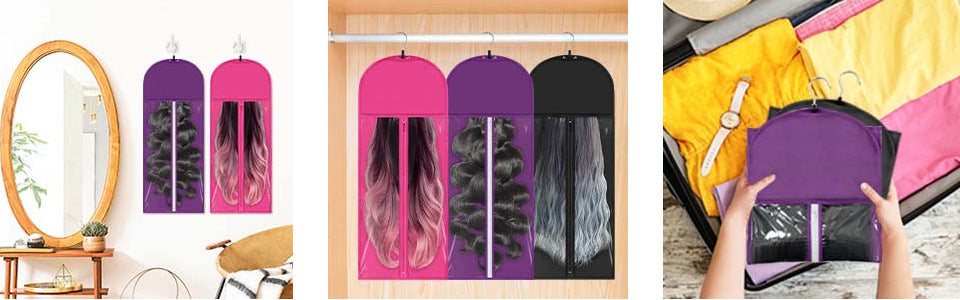 In Stock Thickened Zipper Portable Wig Dust Cover PVC Window Non-Woven Fabric Hang Clothes Storage Dustproof Bag Wholesale