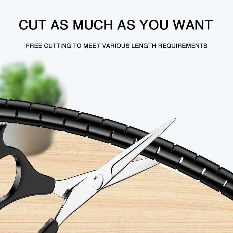 2m Flexible Spiral Cable Wire Protector Cable Organizer Computer Cord Protective Tube Clip Organizer Management Tools 16/10mm