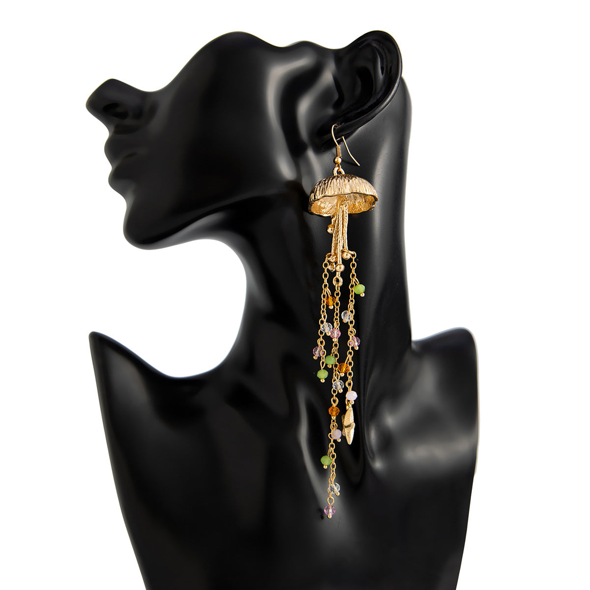 Vacation Beach Starfish Jellyfish Alloy Earrings Fashion High Sense Crystal Tassel Earrings