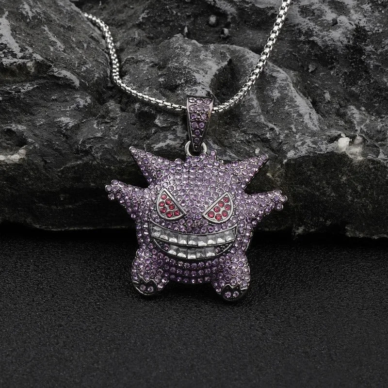 Pokemon Gengar Diamond Necklace Anime Shaped Necklace Children's Birthday Gift Simple Fashion Neck Pendant Decoration Gifts