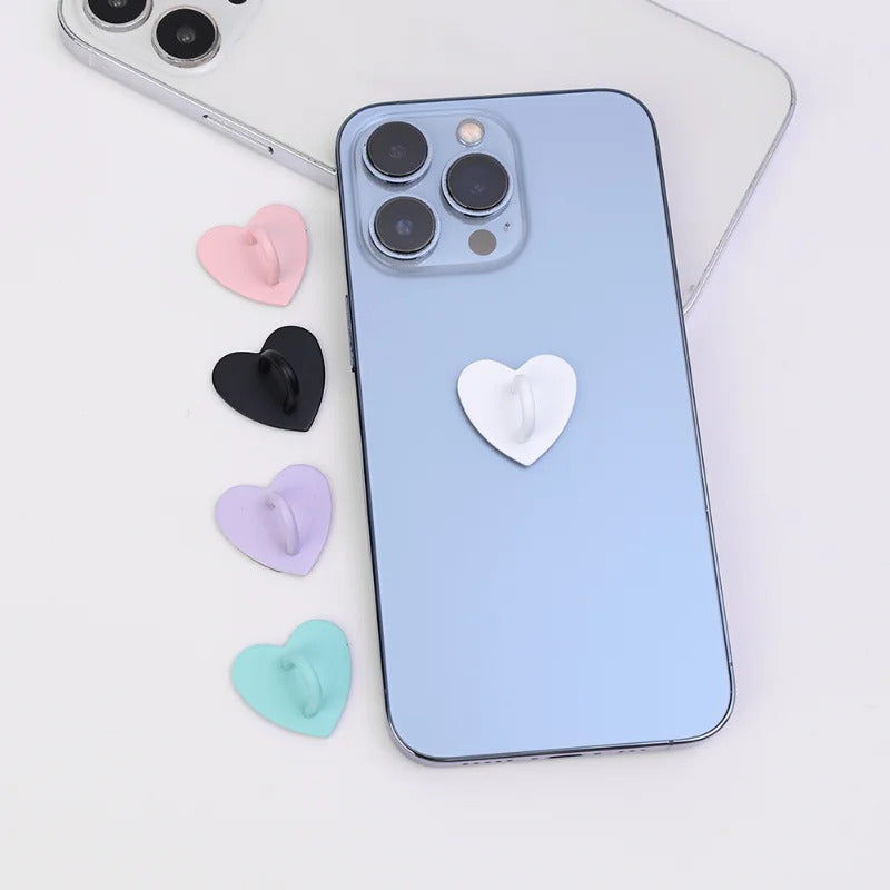 Kawaii Adhesive Metal Heart Phone Charm Holder Mobile Phone Case Finger Ring Stand Hook Buckle Clasp Bear Keychain Pearl pendant