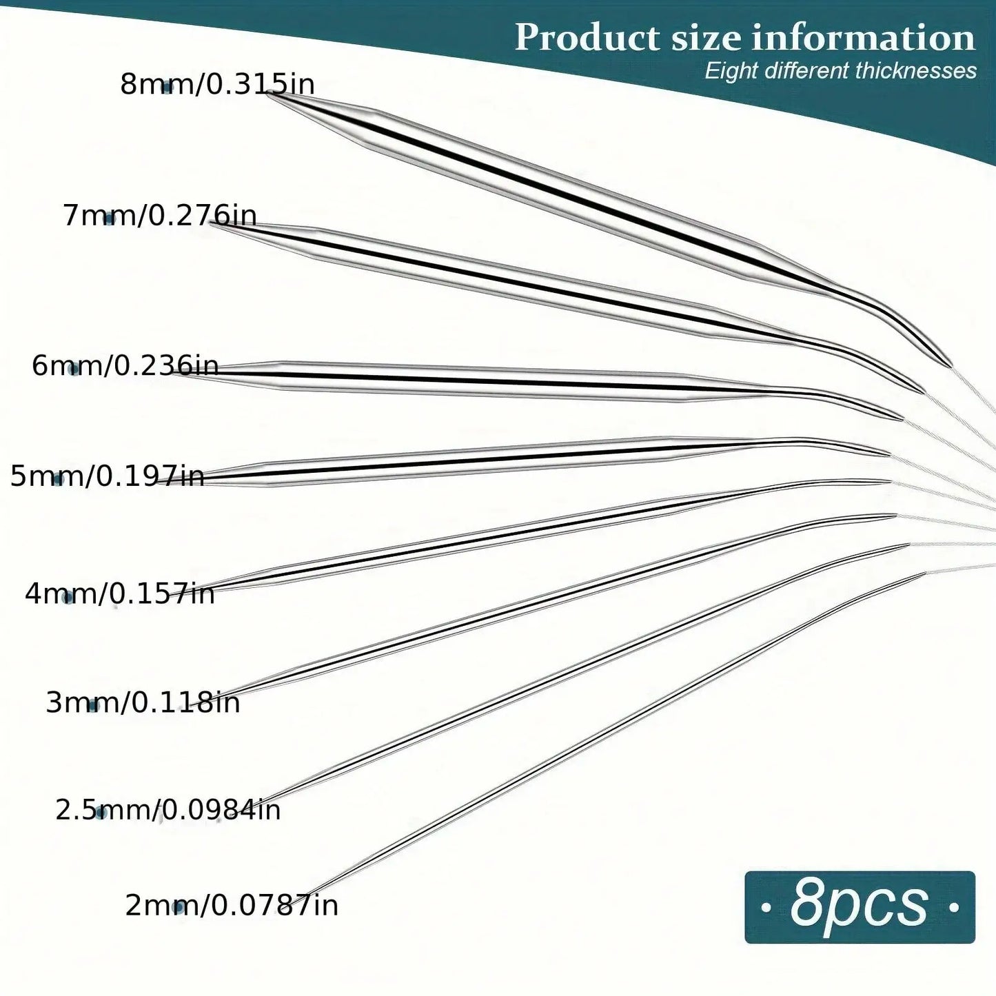 Professional 8pcs Stainless Steel Knitting Needles Set - Versatile, Smooth, Comfort-Grip, Circular Weaving Essentials