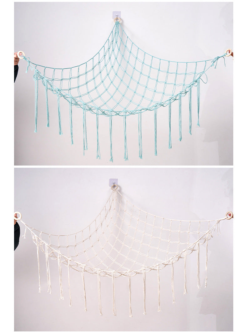 Handwoven Children's Room Corner Toy Storage Hammock Bedroom Decoration Triangle Plush Toy Storage Net