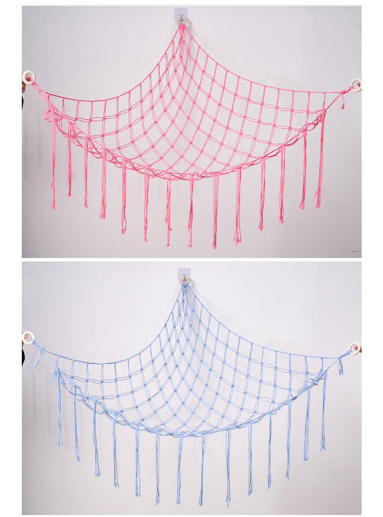 Handwoven Children's Room Corner Toy Storage Hammock Bedroom Decoration Triangle Plush Toy Storage Net