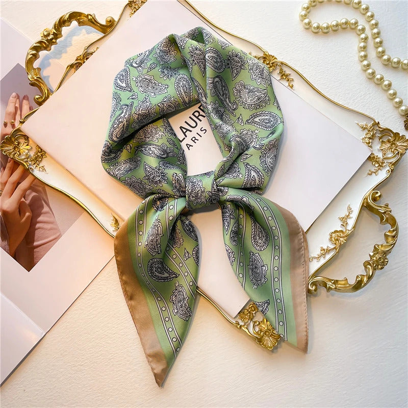 70cm imitation Silk Square Scarf Women Satin Bandana Print Head Band Fashion Lady Hair Shawl Wrap Female Neckerchief Hijab