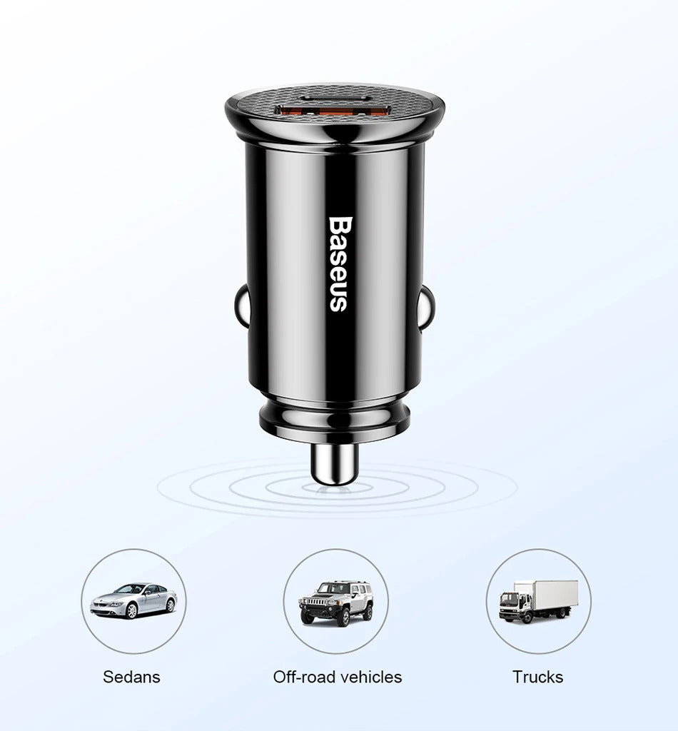 Baseus 5pcs USB Car Charger Quick Charge QC4.0 QC3.0 PD3.0 SCP PPS 5A Type C 30W Fast USB Charger For iPhone Xiaomi Mobile Phone