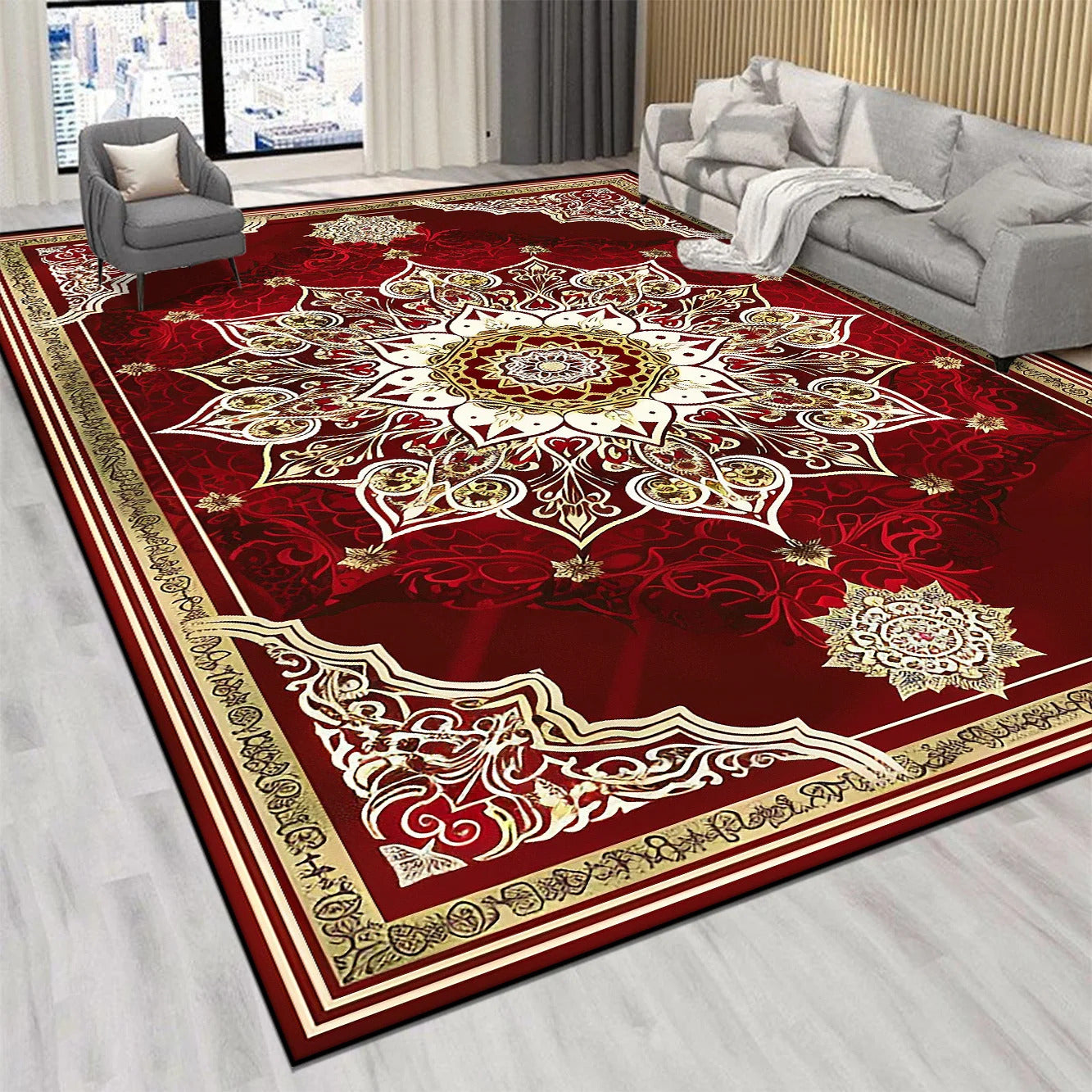 Persian Luxury Red Carpet Living Room Large Size Rug Non-slip Coffee Tables Mat Home Decoration Bedroom Lounge Rug Tapis Salon