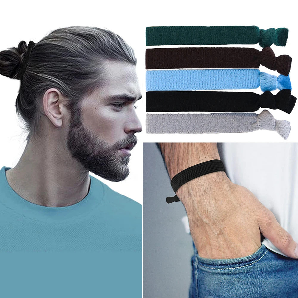 5pcs/set Men's High Elastic Hair Ties Ponytail Holder Scrunchies Hair Rope Hair Accessories For Men Women Long Curly Thick Hair