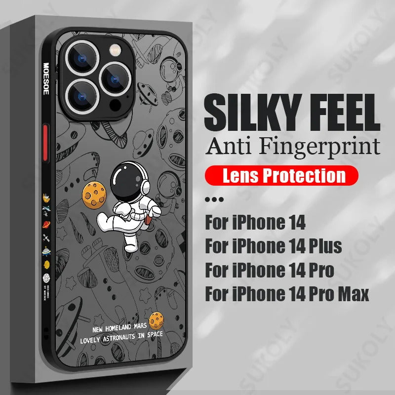 Astronaut Acrylic Phone Case For iPhone 16 13 14 Pro 15 16 Max 12 Pro Max 11 14 15 Plus Shockproof Matte Cartoon Hard Back Cover