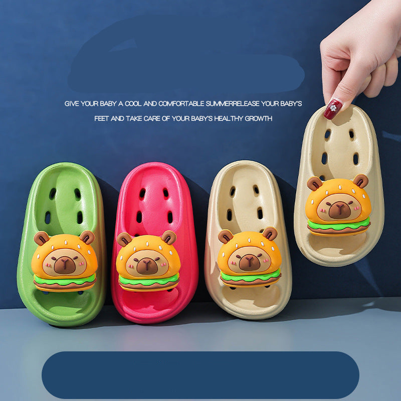 Kapibala Summer Children's Water Drainage Sandals Non-Slip Parent-Child Boys and Girls Bathroom Shower Breathable Kids Sandals