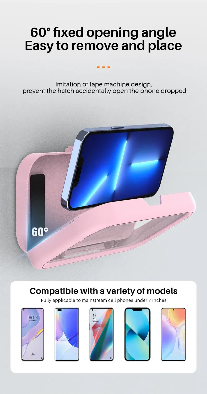 New Rotation Waterproof Bathroom Phone Wall Mount Holder Adjustable Shower Phone Case Stick on Wall Bathroom Toilet Phone Holder
