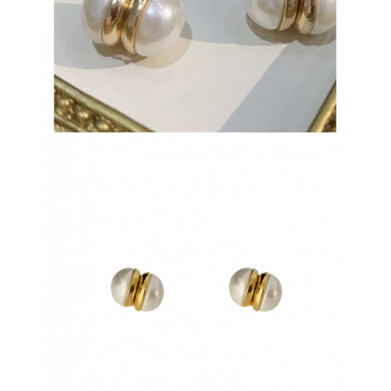 Pearl Non-Pierced Magnetic Painless Ear Clips for Women French Style Summer Earrings Light Luxury Niche Tea Series Ear Jewelry