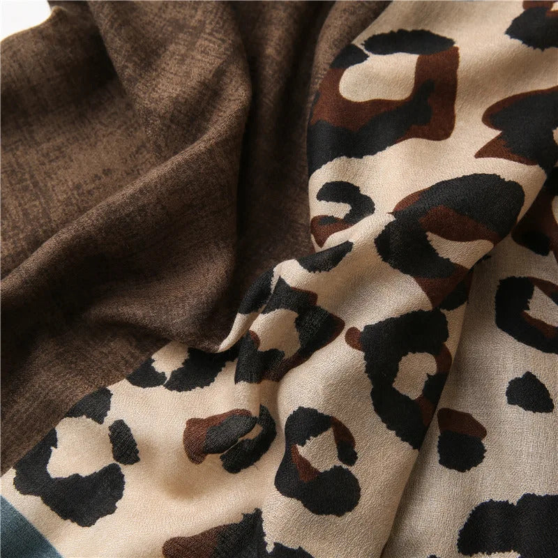 2023 spring and summer luxury brown ladies wild leopard scarf female long scarf shawl thin brown fashionable scarf long shawl