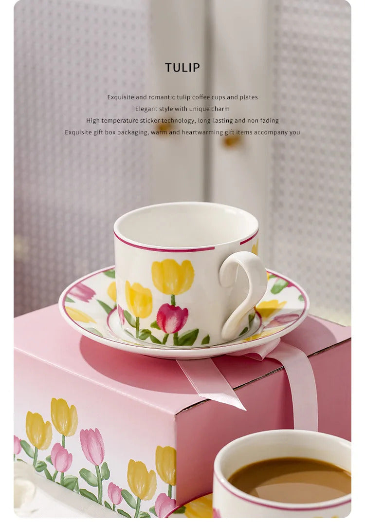 Cute Coffee Cup Set Flower Creative Coffee Cup Korean Style Good Looking Afternoon Tea Coffee Cup A Good Choice For Giving Gift