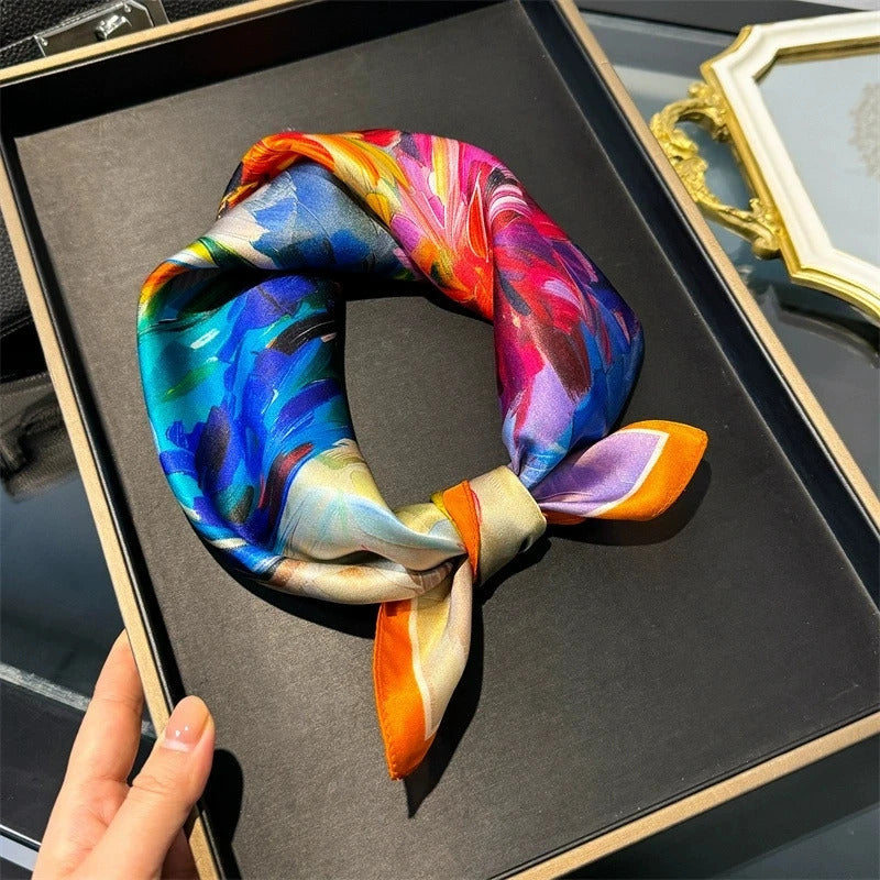 Scarf 100% Silk Bandana Women Square Scarves Wrap Kerchief Mulberry Spring Fashion Luxury High Quality Headband Hijab Shawls