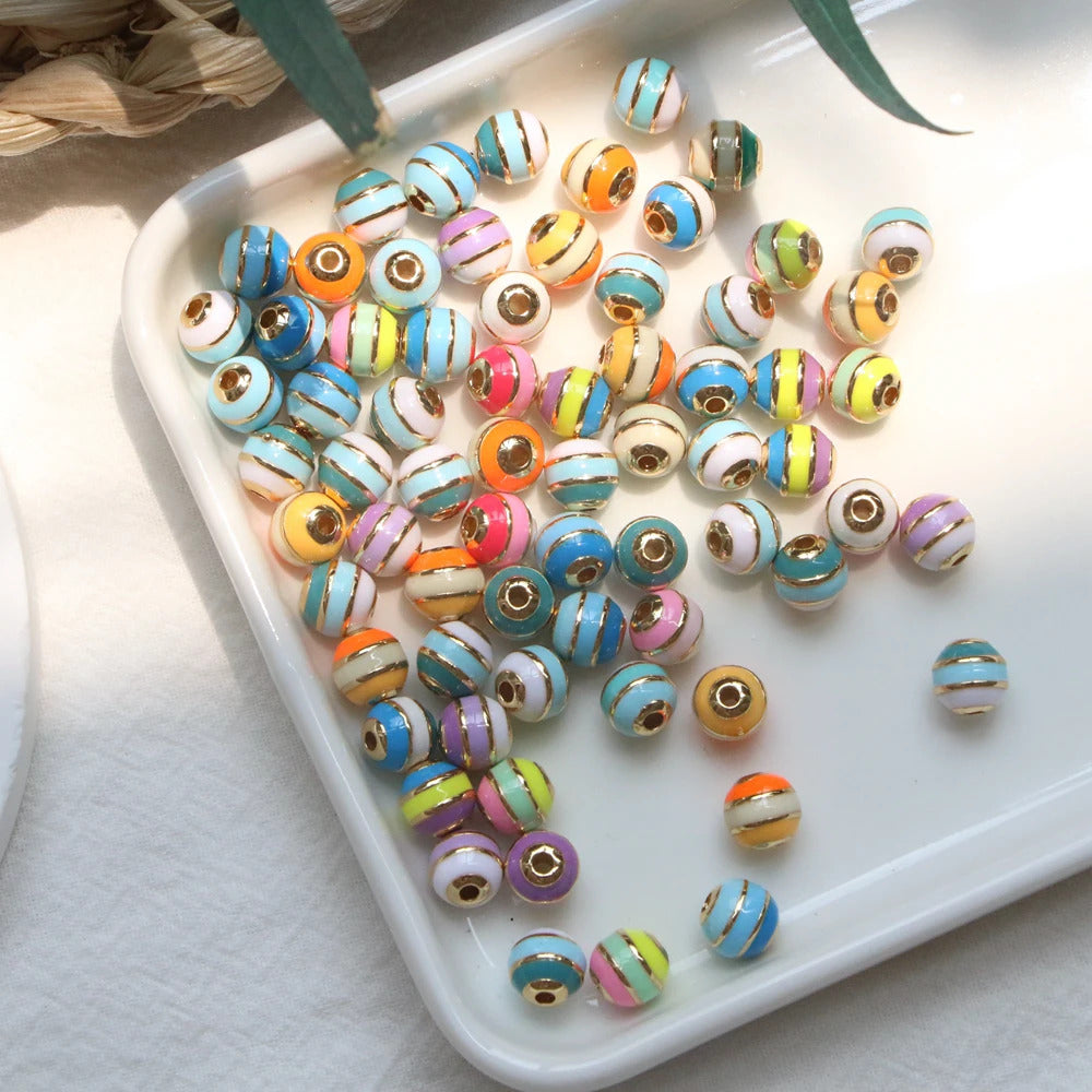 20PCS, Gold Plated Enamel Rondelle Spacer Beads Charms Loose Bead DIY Jewelry Making Necklace Bracelet Supplies