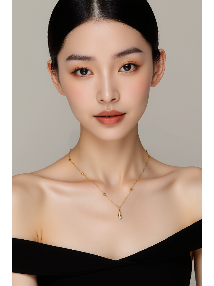 925 Sterling Silver Gold Water Drop Choker Necklace | High - End Niche INS Elegant Jewelry for Women