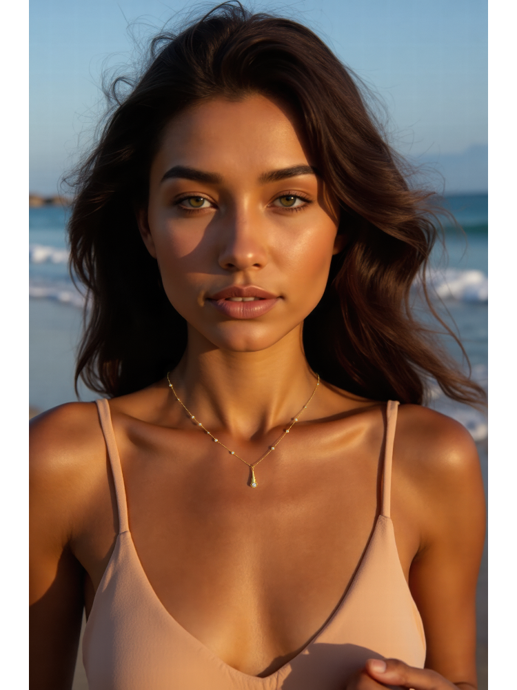 925 Sterling Silver Gold Water Drop Choker Necklace | High - End Niche INS Elegant Jewelry for Women